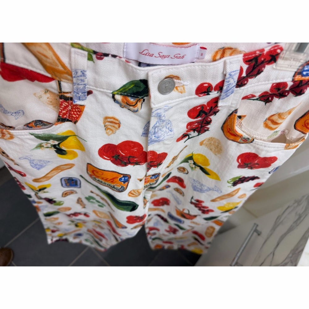 Lisa Says Gah Italian Summer Print Robyn Jeans Pants Trousers Denim Food 8 - Picture 10 of 16